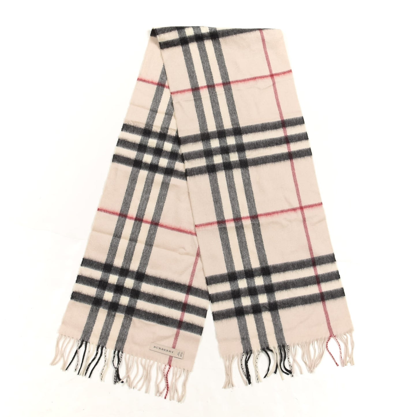 Cashmere Classic Check Fringe Scarf Ivory