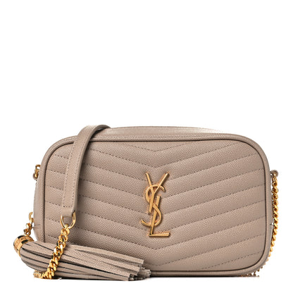 Saint Laurent Grain De Poudre Matelasse Monogram Mini Lou Camera Bag Dark Beige 1 of 10