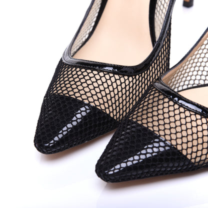Jimmy Choo Mesh Patent Pointy Toe Romy 100 Pumps 40 Black 6 of 10