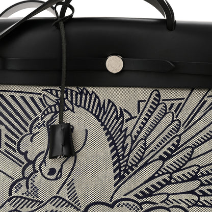 Hermes Vache Hunter Toile H Pegase Pop Herbag Zip Retourne 39 MM Bleu Indigo Ecru Black 9 of 12