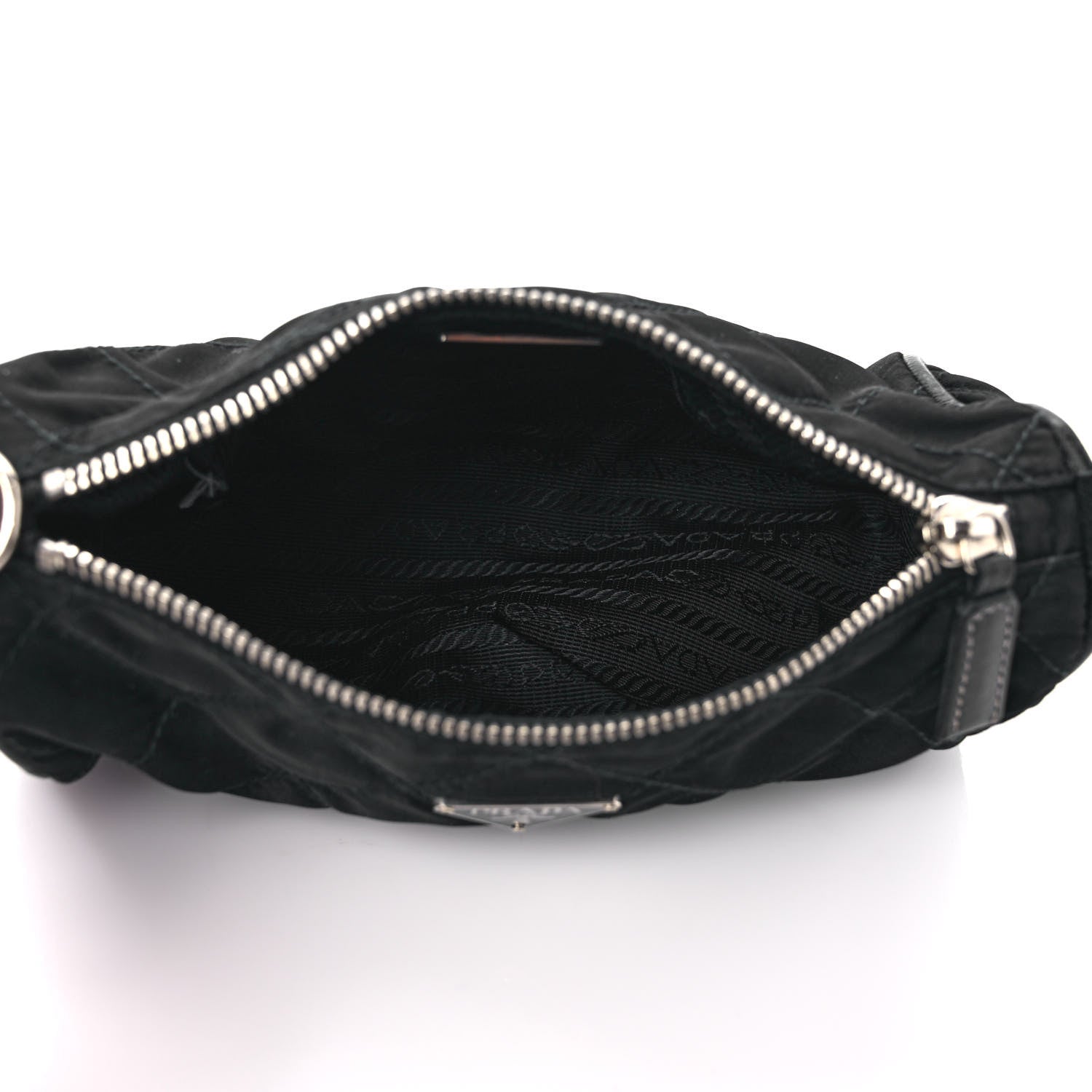 Prada Tessuto Nylon Saffiano Impunturato Quilted Barrel Pochette Black 5 of 6