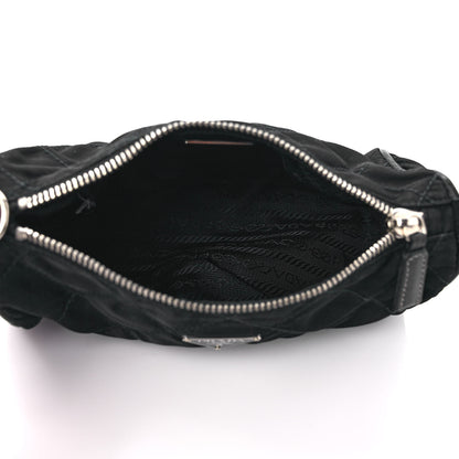 Prada Tessuto Nylon Saffiano Impunturato Quilted Barrel Pochette Black 5 of 6