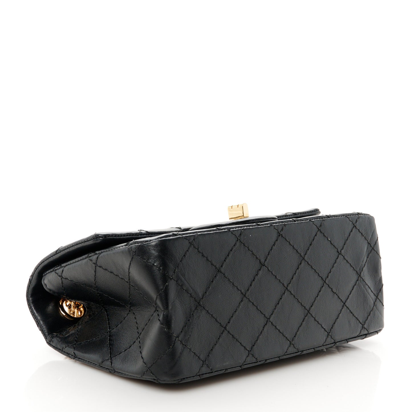 Aged Calfskin Quilted 2.55 Reissue Mini Flap  Black