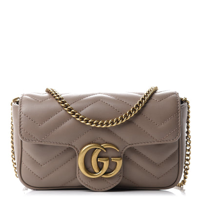 Gucci Calfskin Matelasse Super Mini GG Marmont Shoulder Bag Porcelain Rose 1 of 12