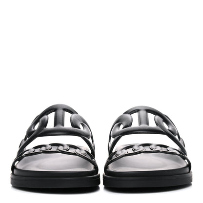 Hermes Nappa Extra Sandals 37.5 Black 2 of 9