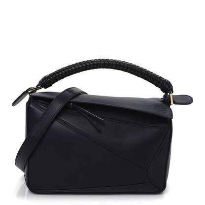 Loewe Calfskin Small Woven Puzzle Bag Dark Ink Dark Khaki 1 of 17