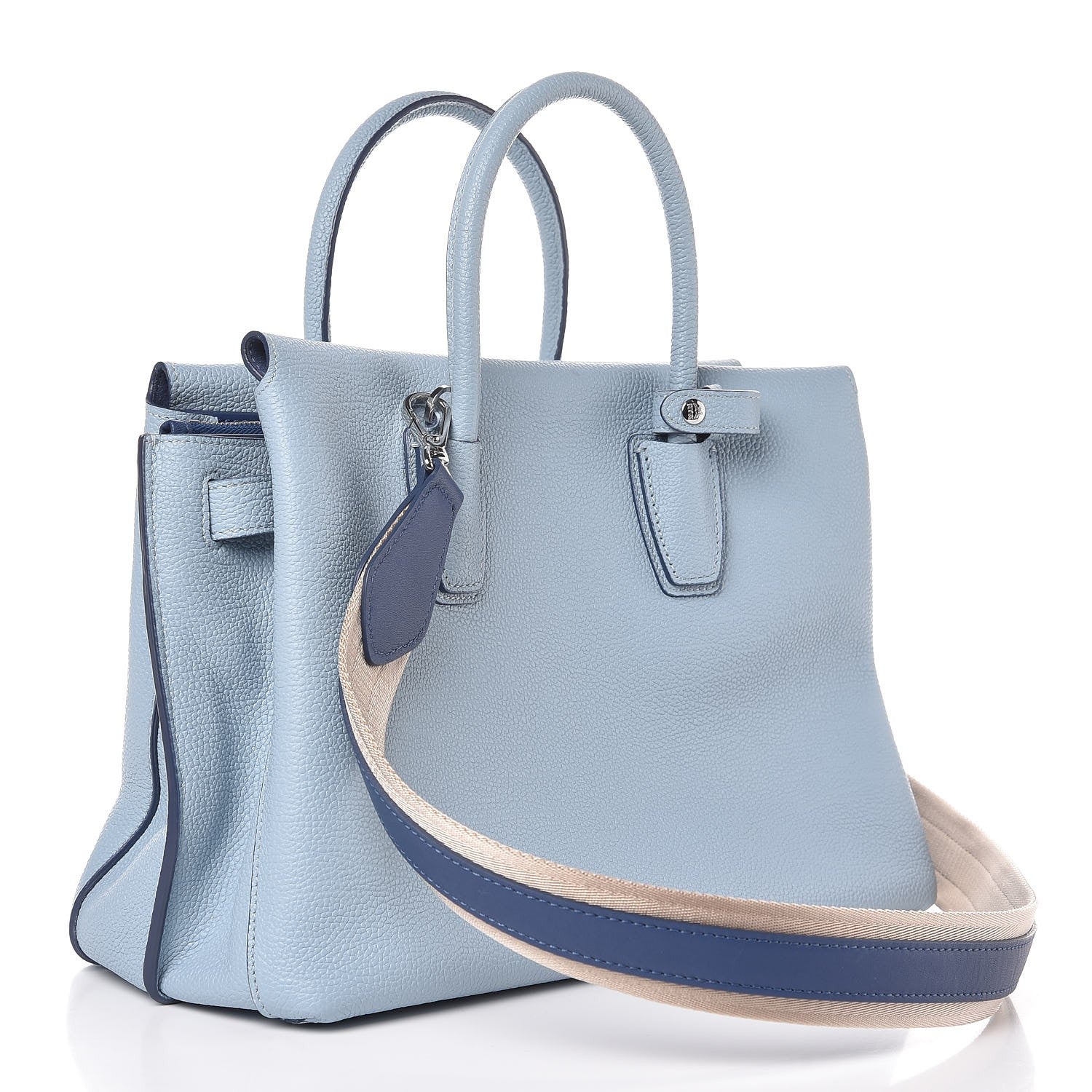 MCM Grained Calfskin Medium Milla Tote Sky Blue 3 of 7