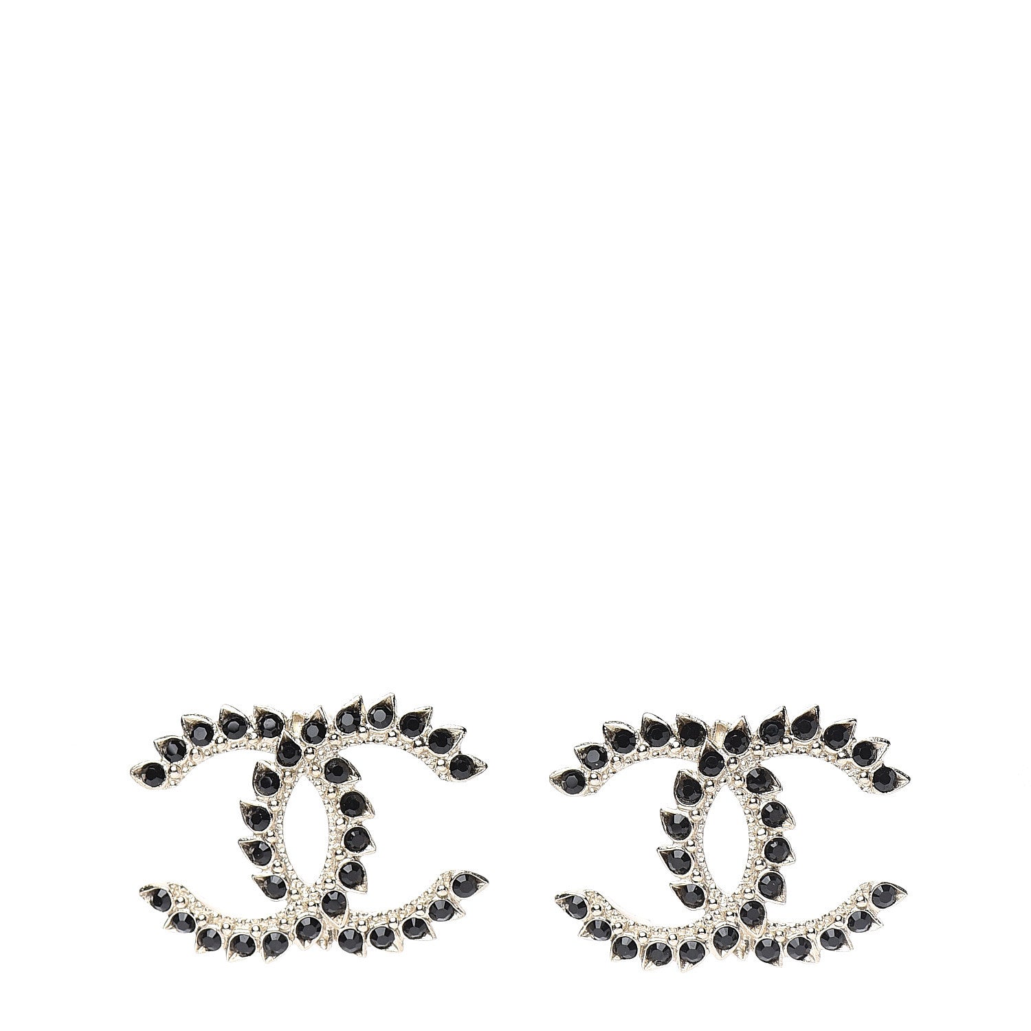 Chanel Strass Crystal CC Earrings Gold Black 1 of 5