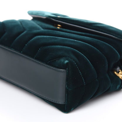 Saint Laurent Velvet Y Quilted Monogram Toy Loulou Chain Satchel Dark Ottanio 11 of 13