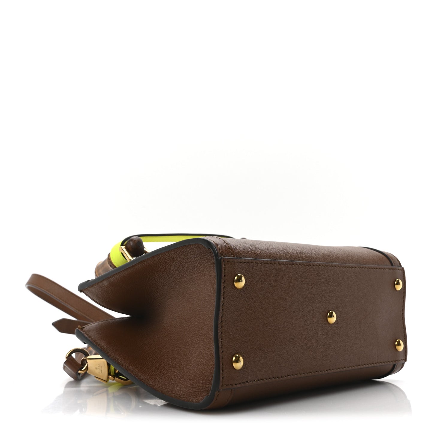 Wonka Grain Calfskin Mini Diana Tote Bag Cuir Yellow Fluo