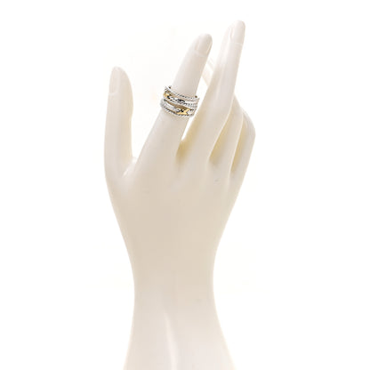 David Yurman Sterling Silver 18K Yellow Gold Double X Crossover Ring 53 6.25 2 of 4