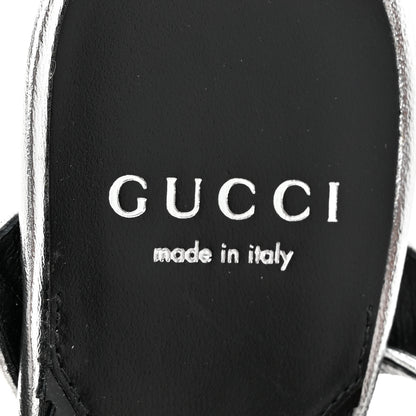Gucci Nappa Silk High Heel Sandals 37.5 Argento 8 of 11