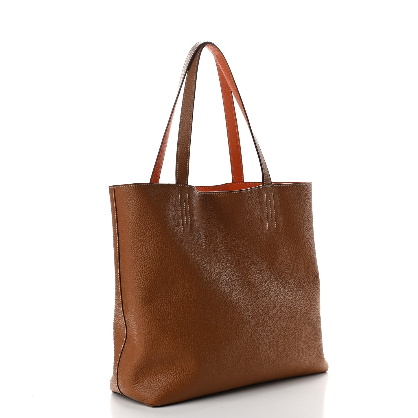 Taurillon Clemence Double Sens 45 Reversible Tote Orange Gold