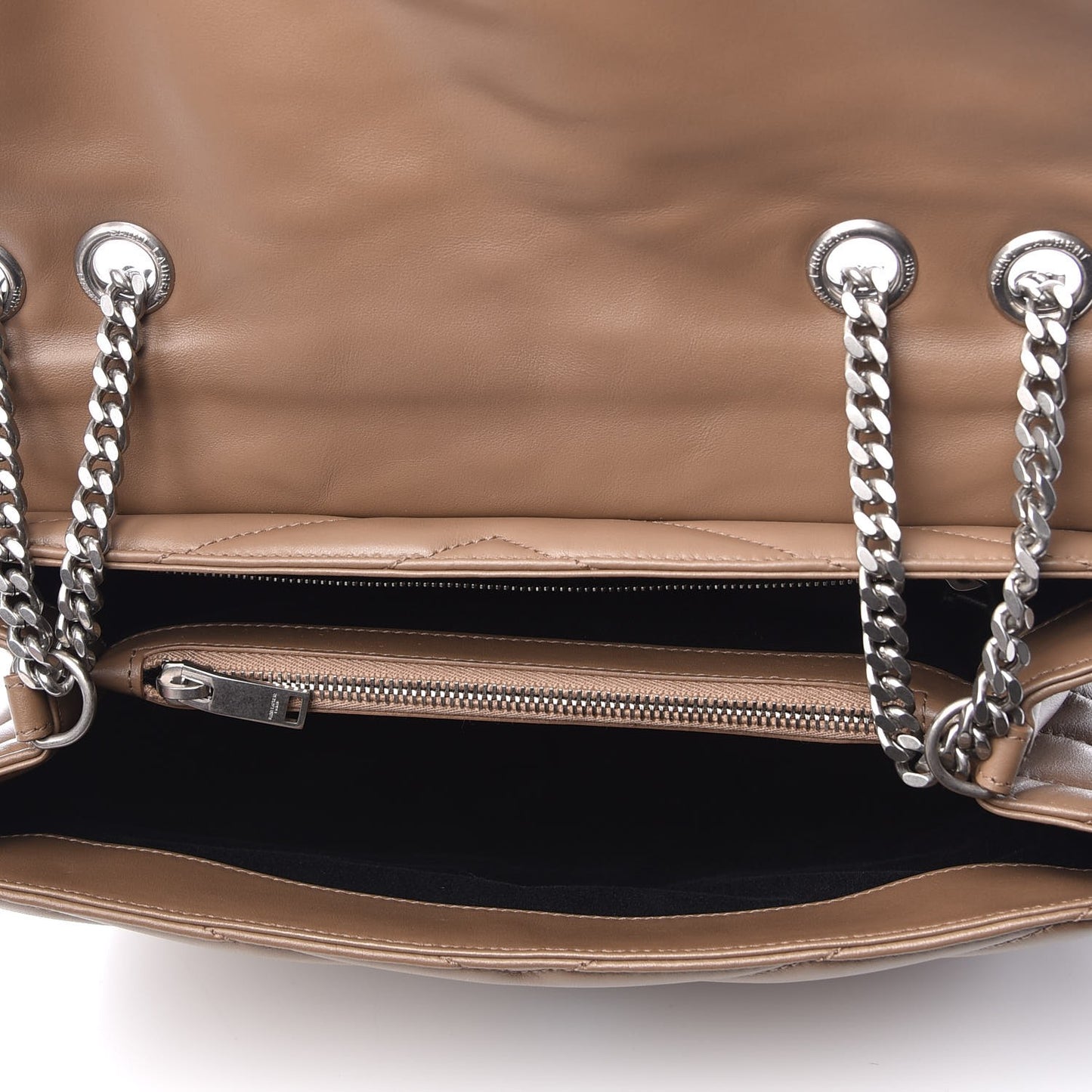 Calfskin Y Quilted Monogram Medium Loulou Chain Satchel Desert Storm