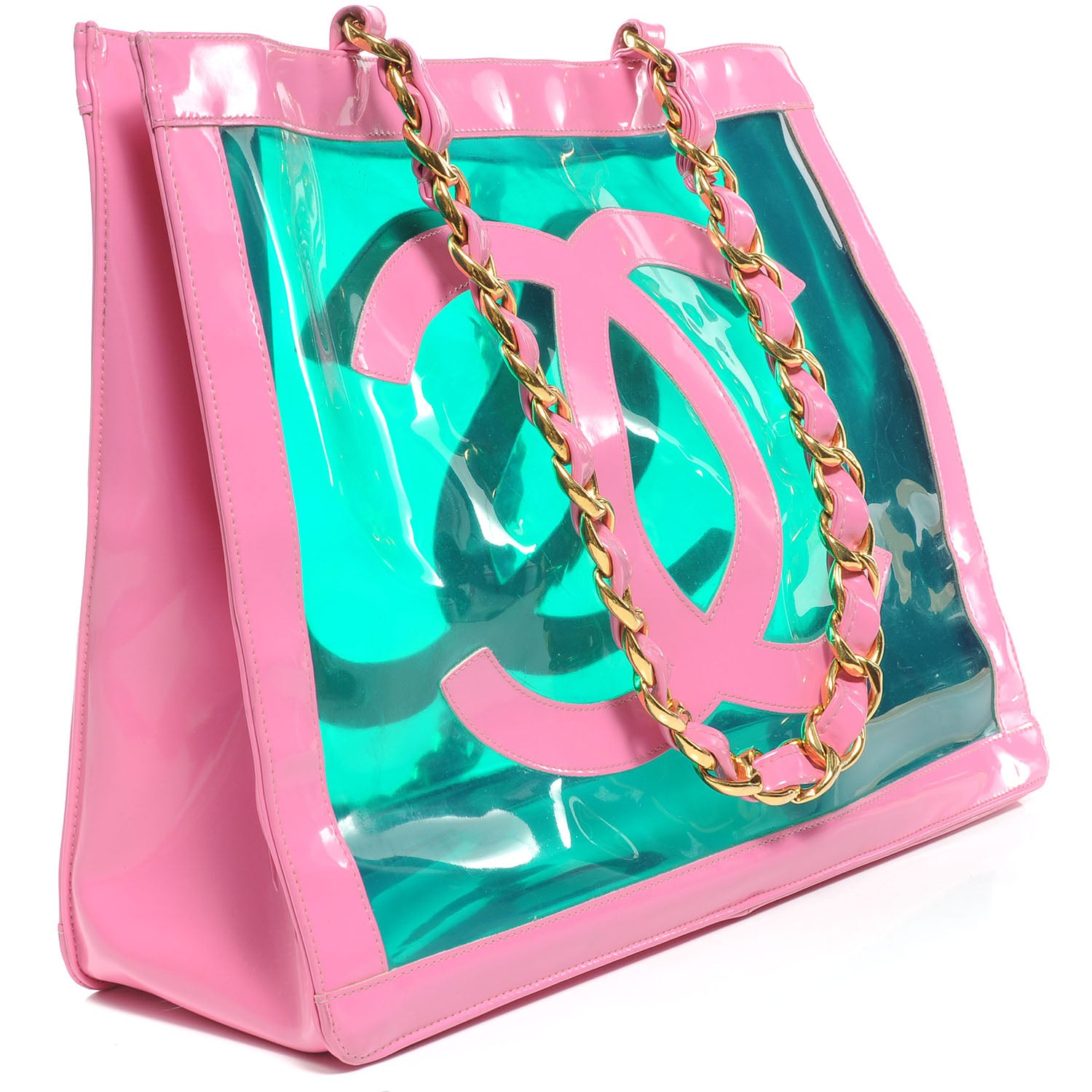 Chanel Vinyl CC Logo Tote Pink 3 of 8