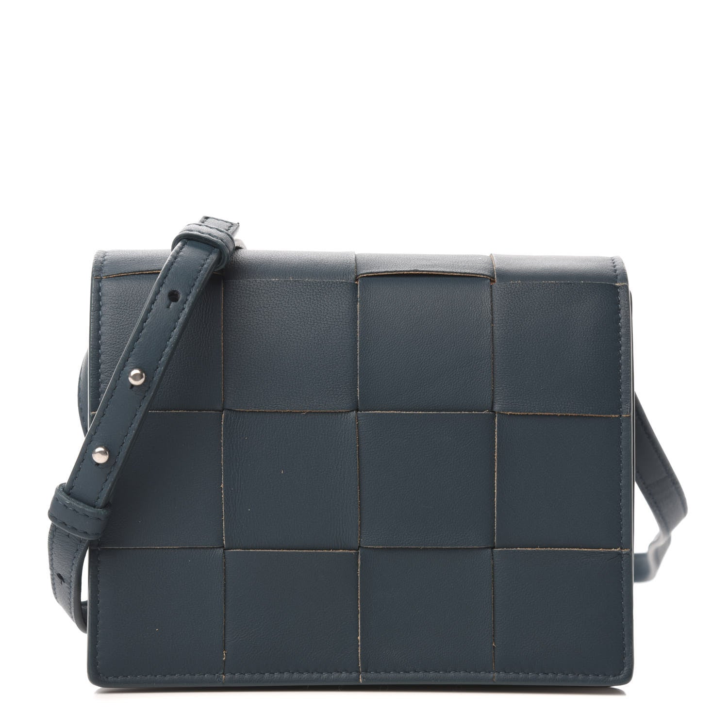 Bottega Veneta Lambskin Maxi Intrecciato Mini Cassette Crossbody Bag Petrol Blue 1 of 8