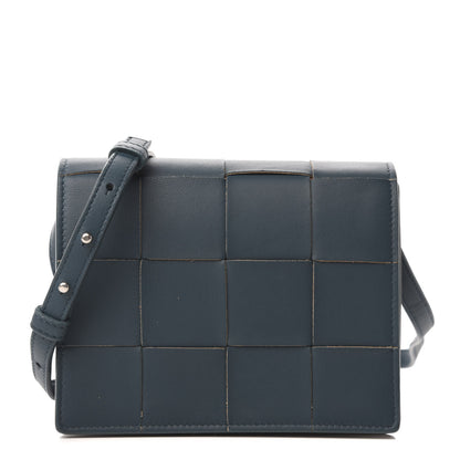 Bottega Veneta Lambskin Maxi Intrecciato Mini Cassette Crossbody Bag Petrol Blue 1 of 8