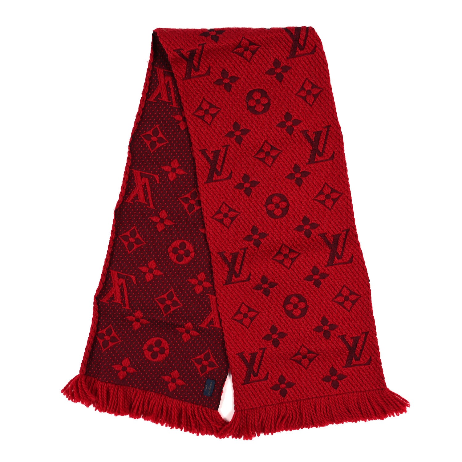 Louis Vuitton Wool Silk Logomania Scarf Rubis 2 of 3
