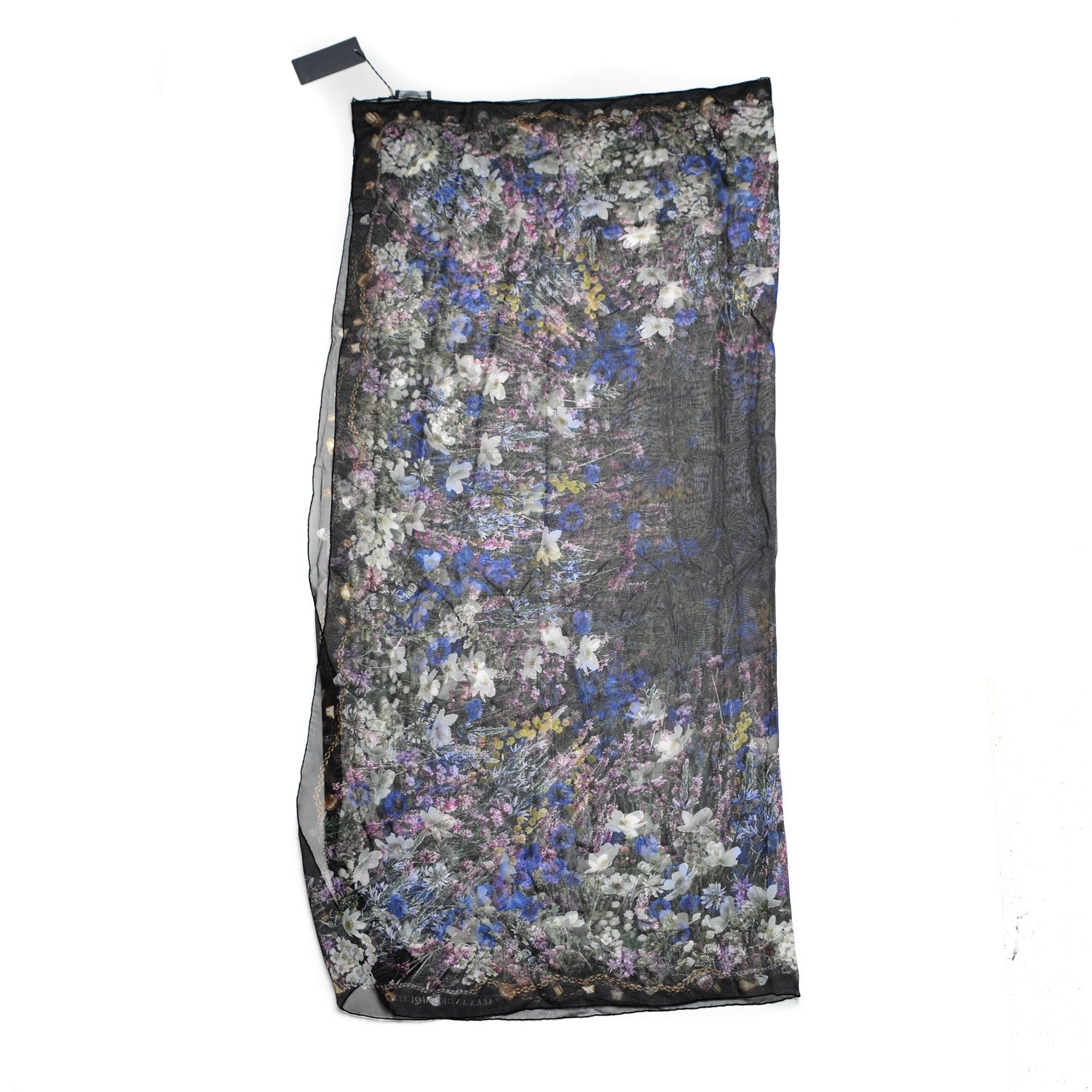 Alexander McQueen Silk Chiffon Wild Meadow Shawl Black 4 of 8