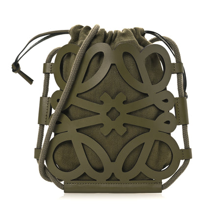 Loewe Smooth Calfskin Paula's Ibiza Small Anagram Cutout Tote Olive 1 of 11