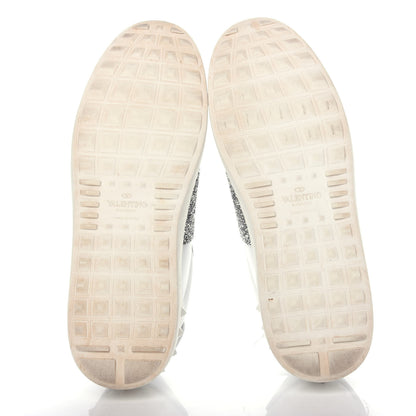 Valentino Garavani Calfskin Glitter Rockstud Open Sneakers 39 White Silver 6 of 11