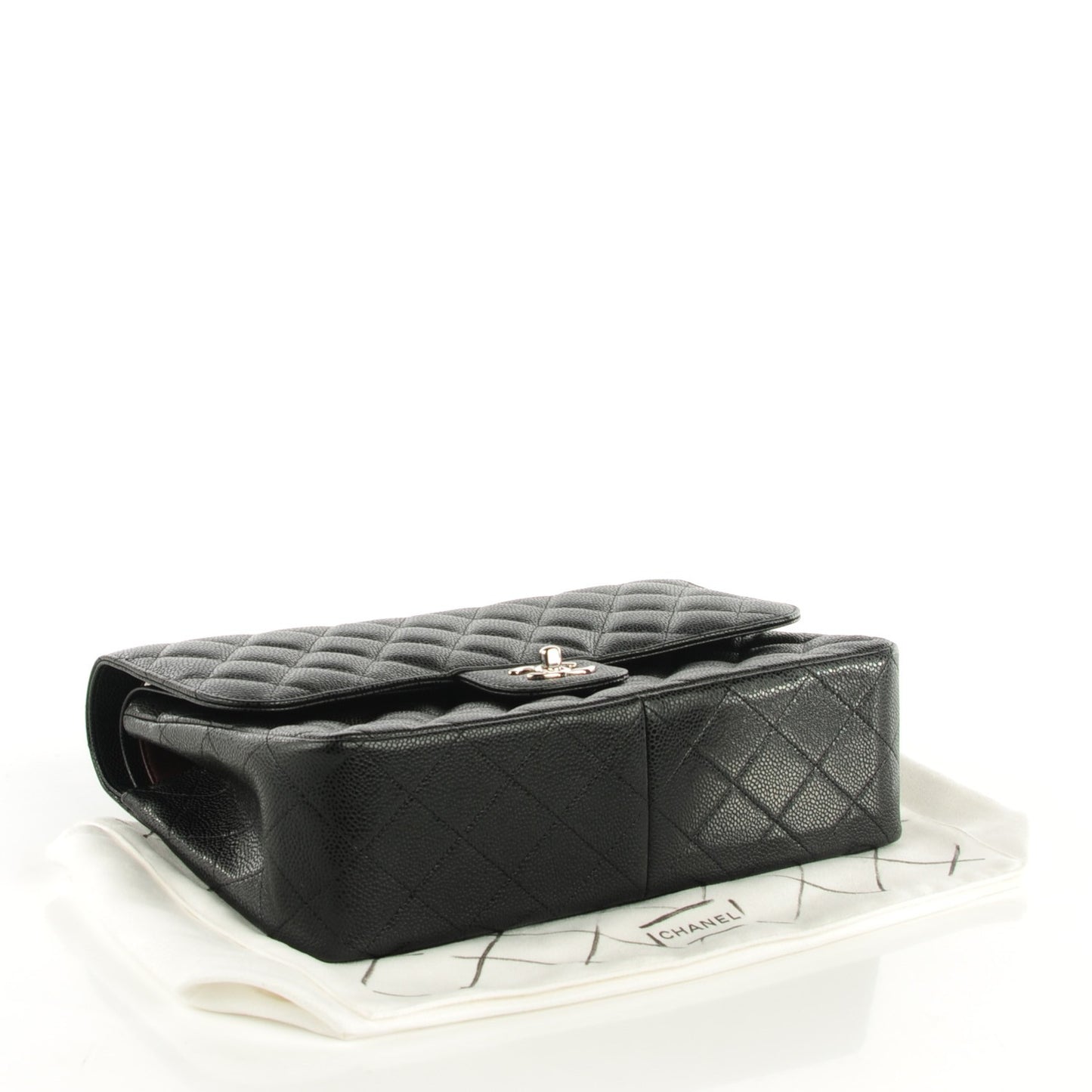 Caviar Quilted Jumbo Double Flap Black
