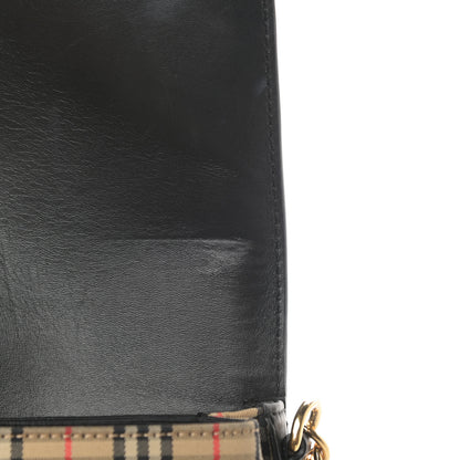 Burberry Smooth Calfskin 1983 Knight Check Link Shoulder Bag Black 12 of 15
