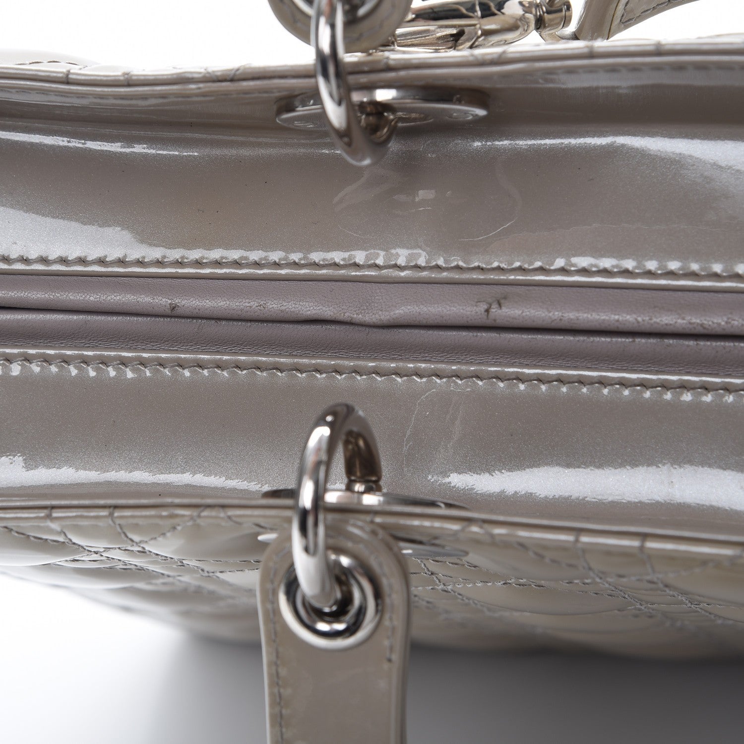 Christian Dior Patent Cannage Large Lady Dior Grey 8 of 10