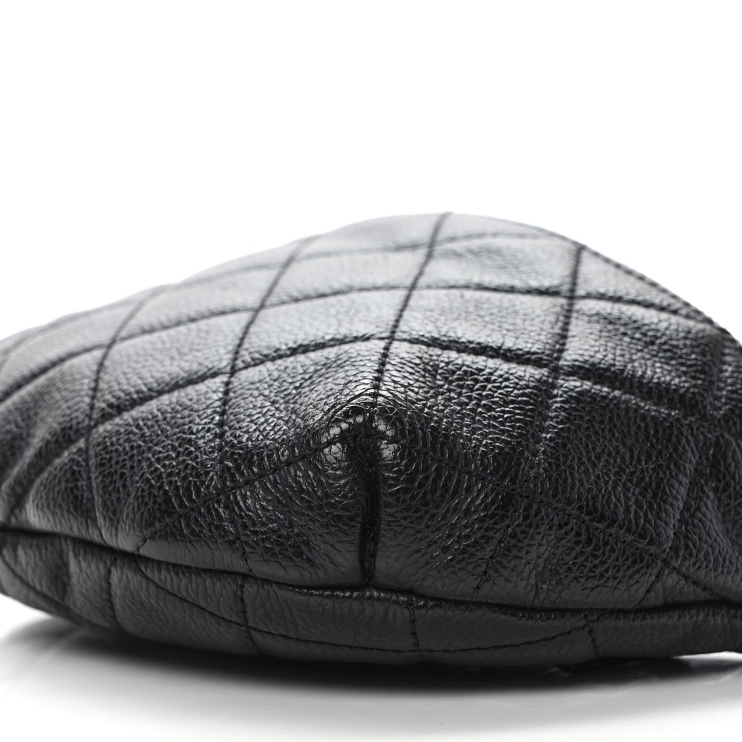 Grained Calfskin Quilted Waist Belt Bag Black