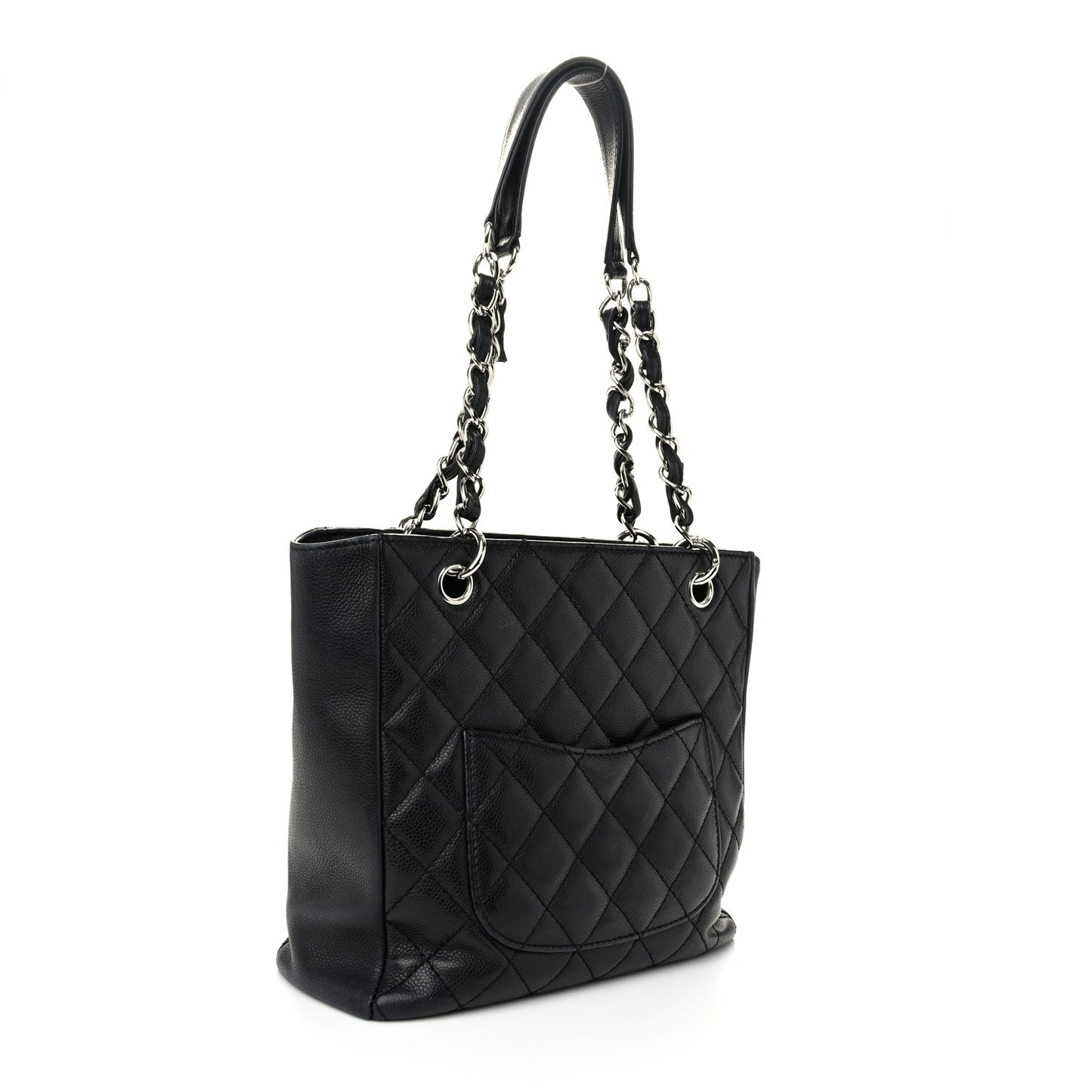 Caviar Quilted Petit Shopping Tote PST Black
