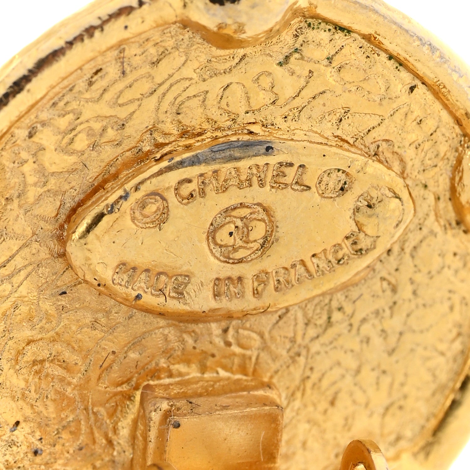 Chanel CC Clip On Earrings Black Gold 4 of 4