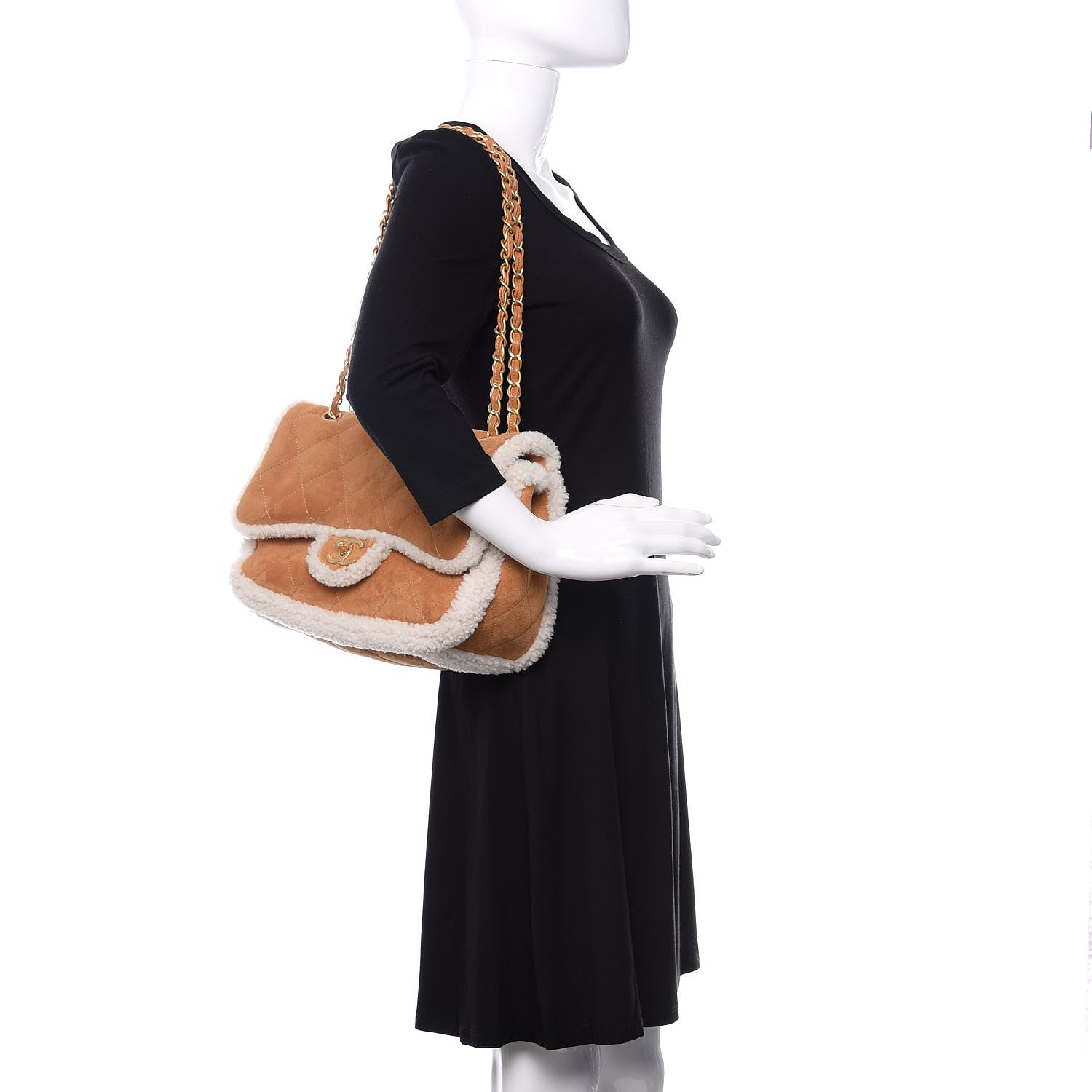 Chanel Shearling Lambskin Quilted Coco Neige Single Flap Beige 2 of 9