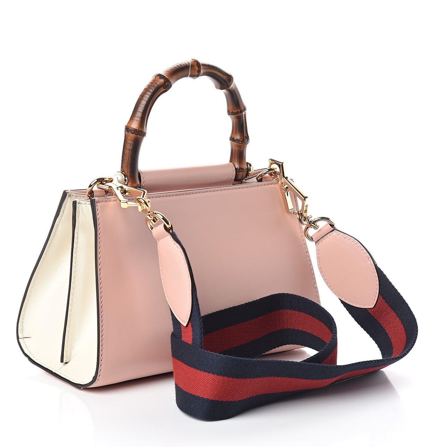 Nappa Bamboo Web Mini Nymphaea Top Handle Bag Perfect Pink Mystic White