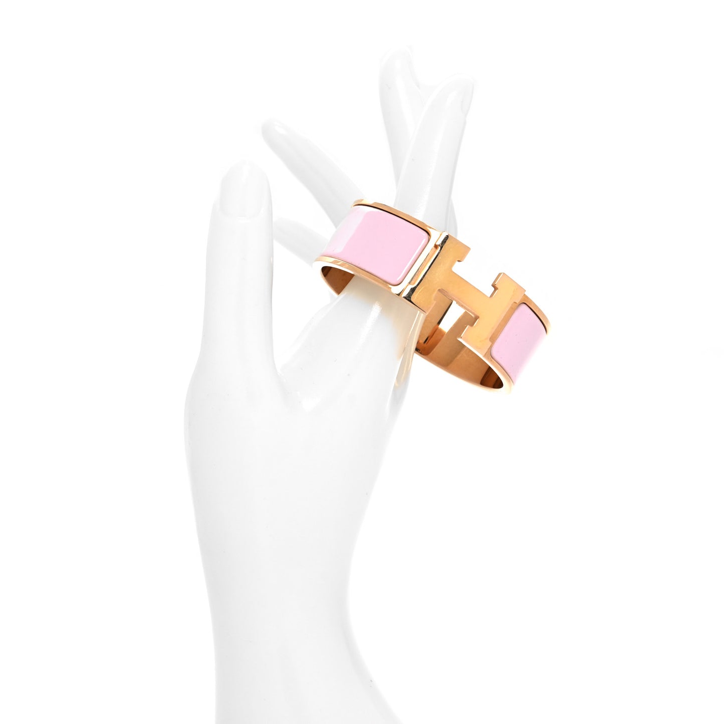 Enamel Wide Clic Clac H Bracelet PM Rose Dragee