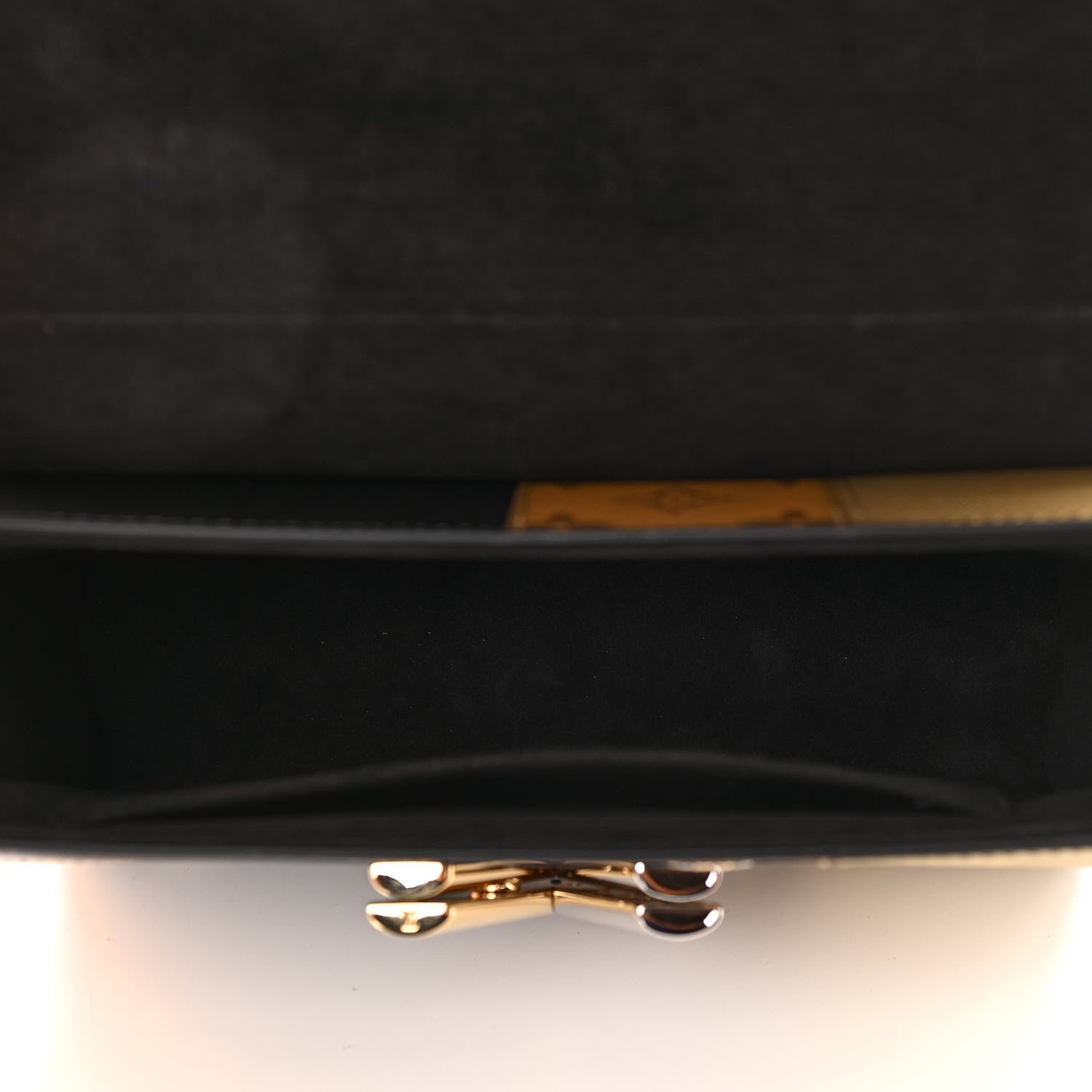Louis Vuitton Calfskin Reverse Monogram Studded Twist Shoulder Bag MM Black Gold 4 of 10