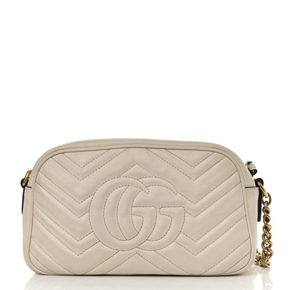 Gucci Calfskin Matelasse Small GG Marmont Chain Shoulder Bag White 15 of 19