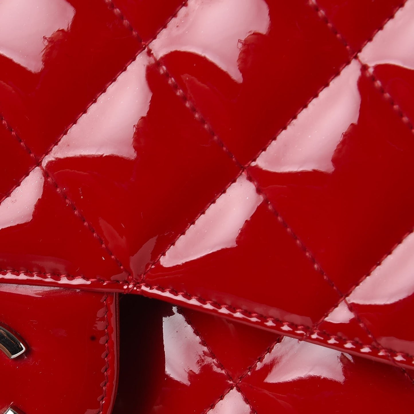 Patent Quilted Jumbo Single Flap Red