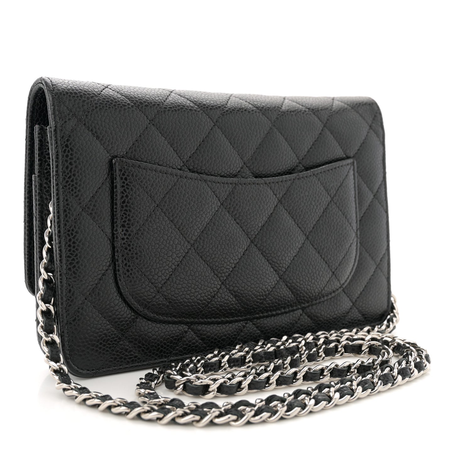 Caviar Quilted Wallet on Chain WOC Black