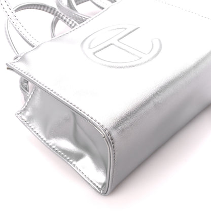 Telfar Metallic Vegan Leather Small Shopping Bag Silver 9 of 10