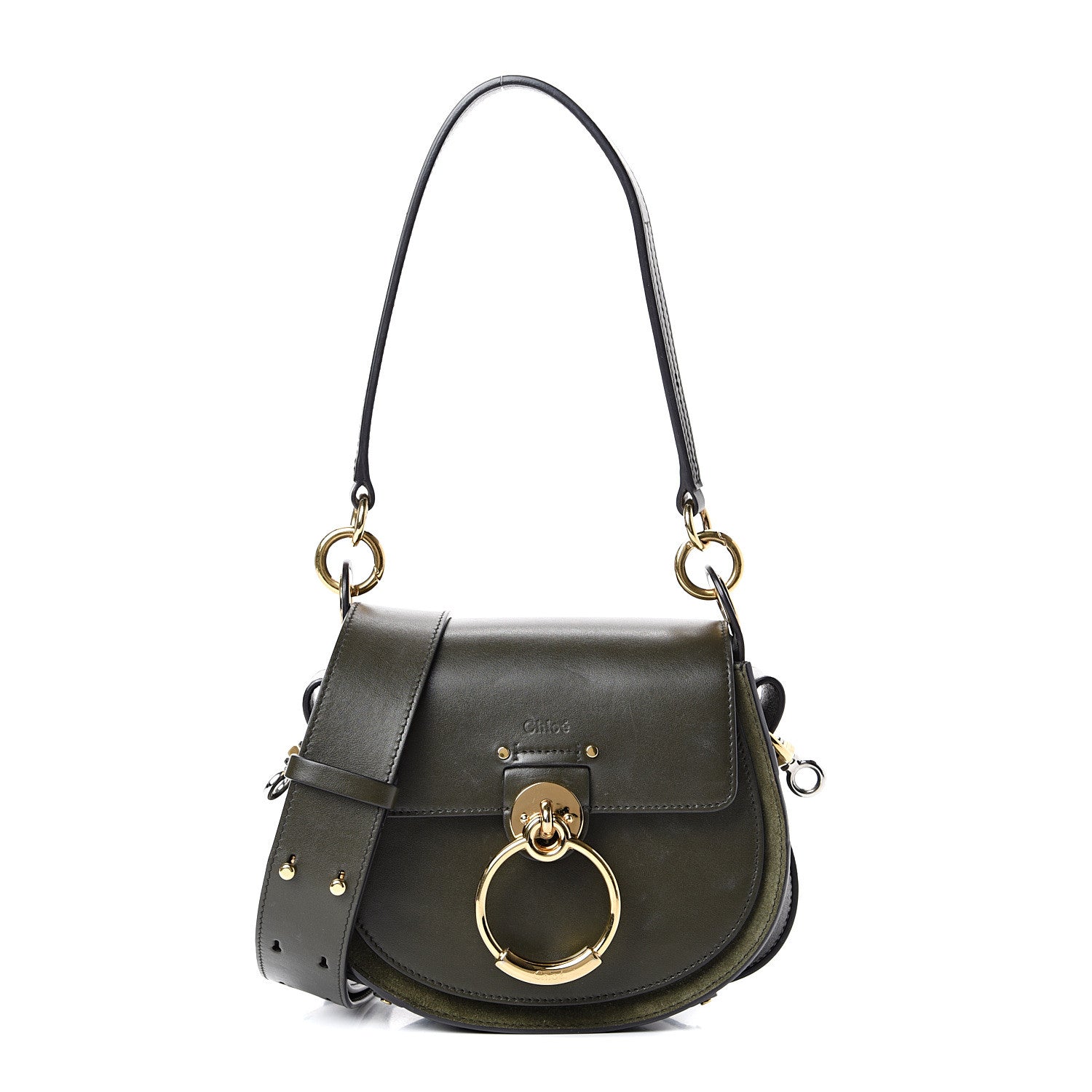 Chloe Calfskin Suede Small Tess Bag Deep Forest 1 of 15