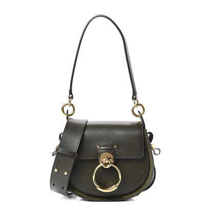 Chloe Calfskin Suede Small Tess Bag Deep Forest 1 of 15