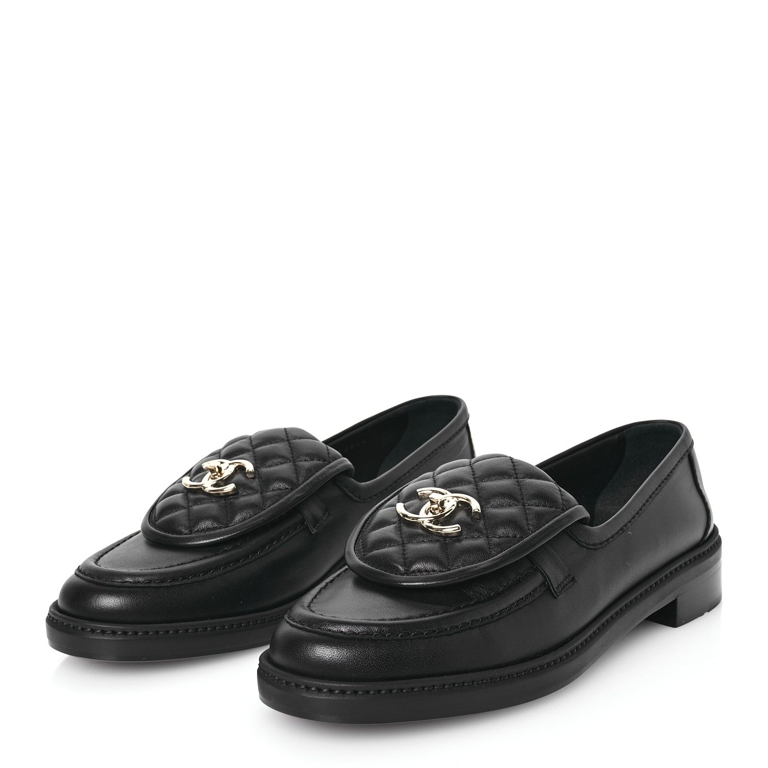 Chanel Lambskin Quilted CC Turnlock Loafers 40 Black 3 of 9
