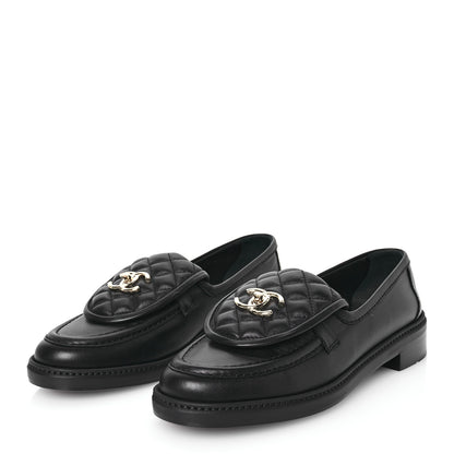 Chanel Lambskin Quilted CC Turnlock Loafers 40 Black 3 of 9