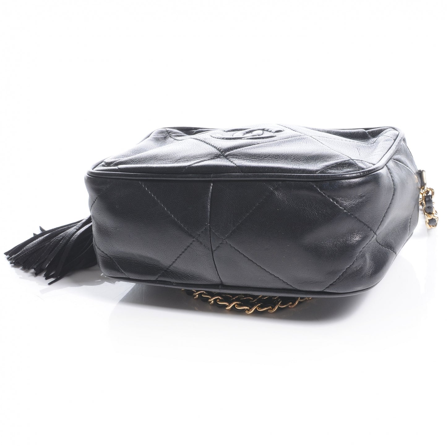 Lambskin Small Tassel Camera Case Black