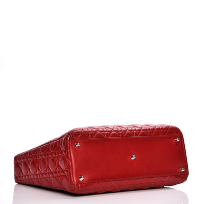 Christian Dior Vintage Lambskin Cannage Large Lady Dior Red 4 of 20