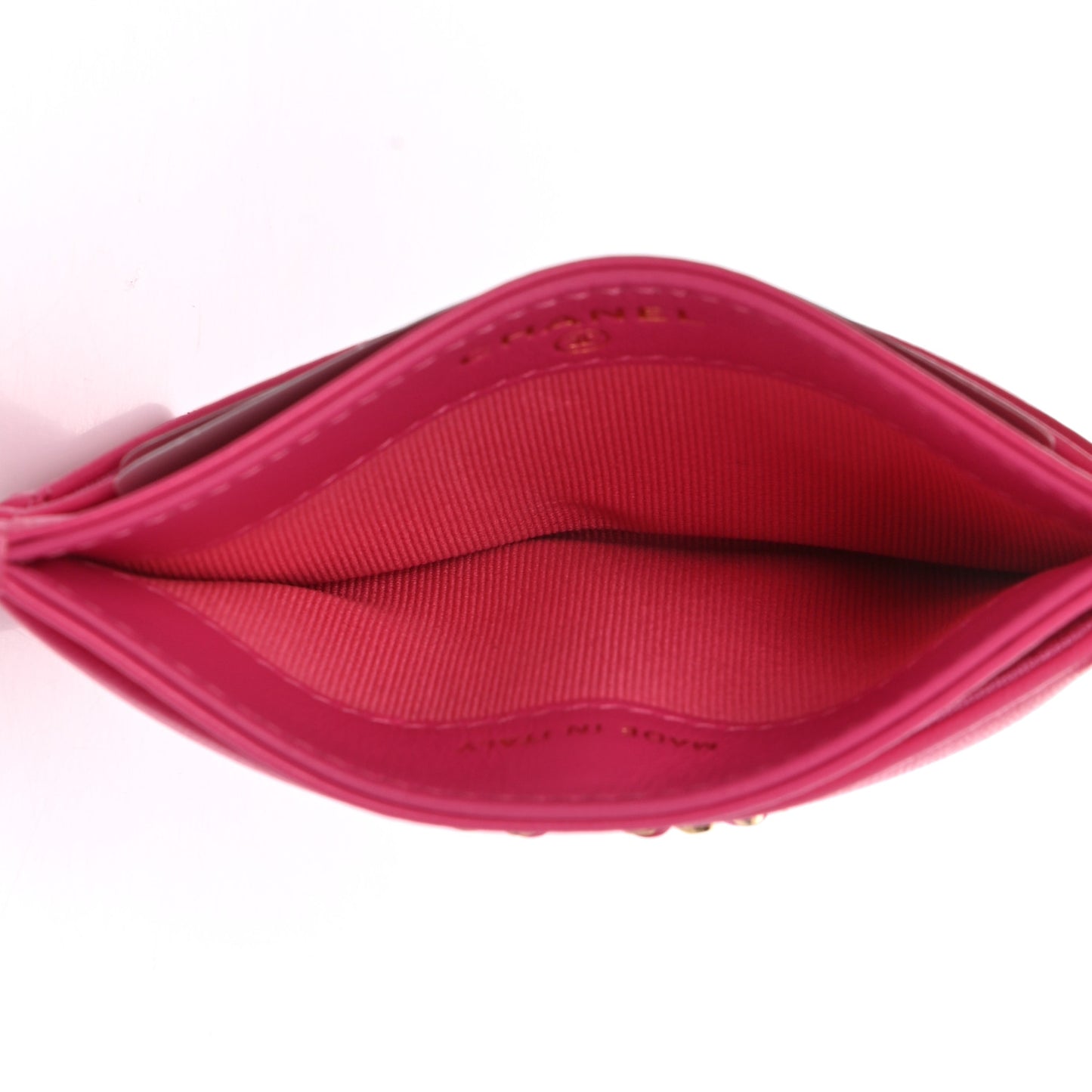 Lambskin Quilted Chanel 19 Card Holder Dark Pink