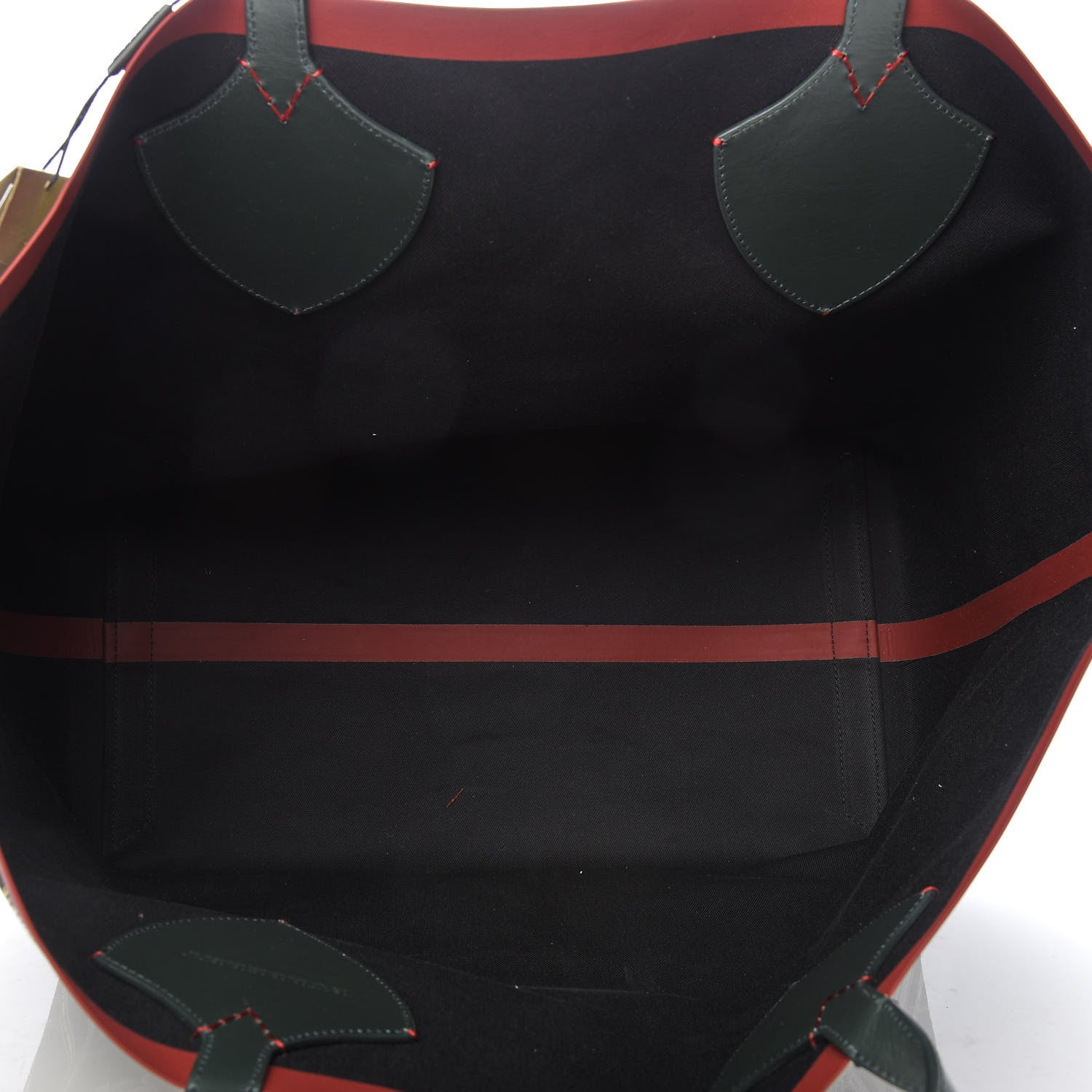 Burberry Canvas House Check The Giant Reversible Tote Dark Forest Green Burgundy 4 of 8