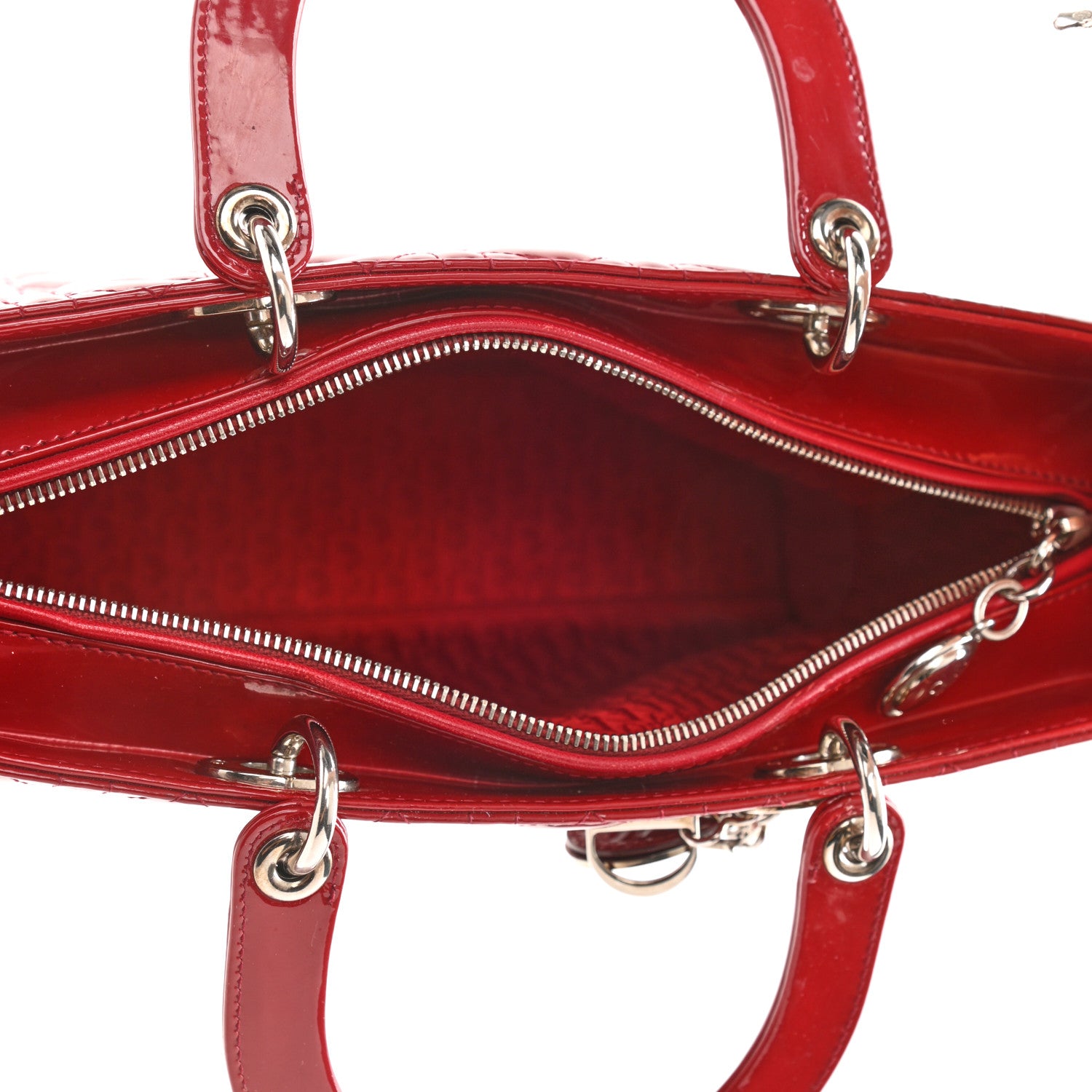 Christian Dior Patent Cannage Large Lady Dior Red 5 of 10