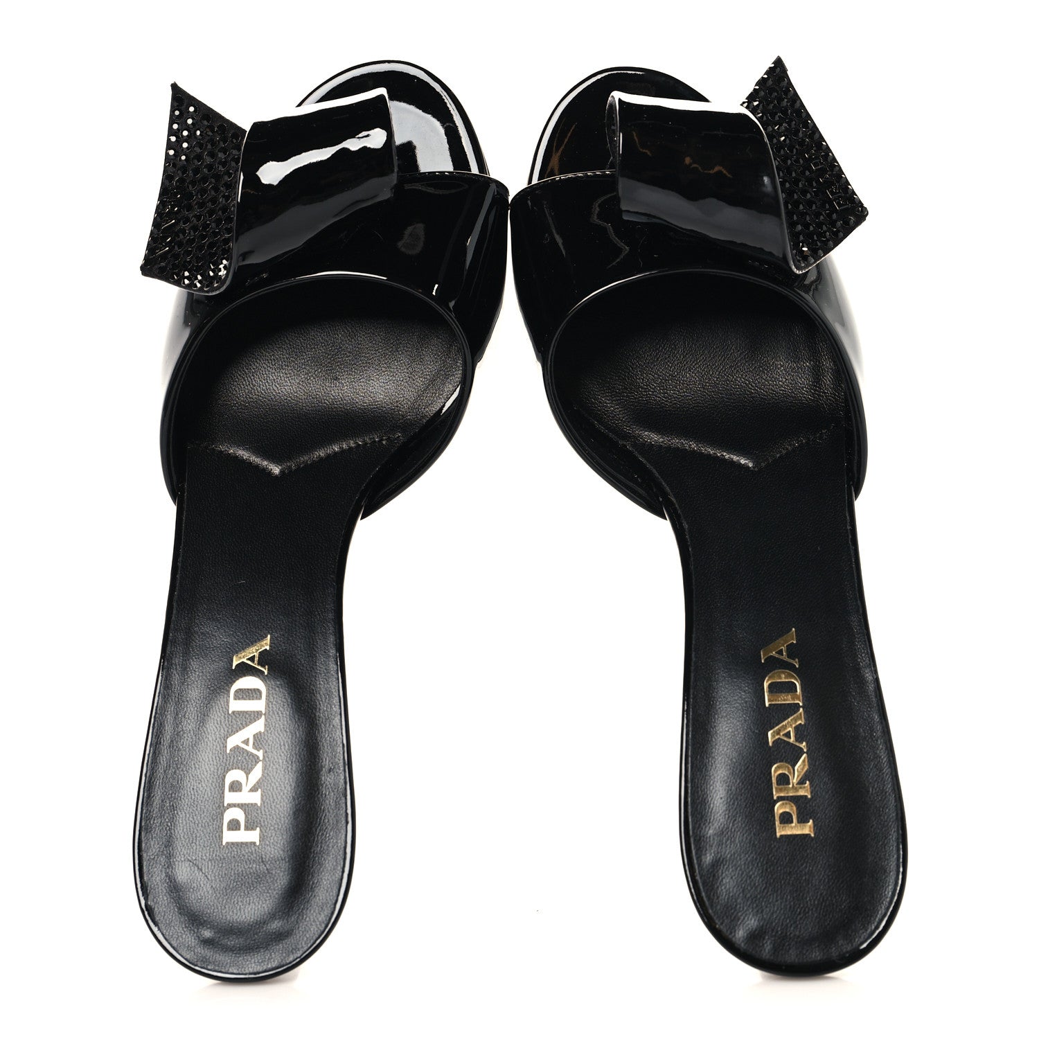 Prada Vernice Crystal Bow Pumps 39 Black 2 of 9
