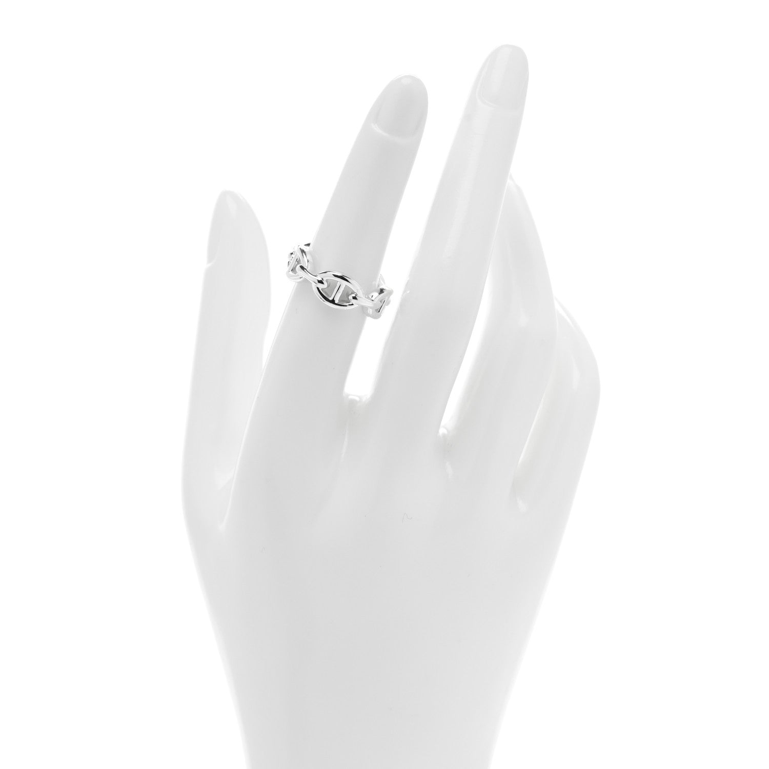 Hermes Sterling Silver PM Chaine d'Ancre Enchainee Band Ring 52 6 2 of 5